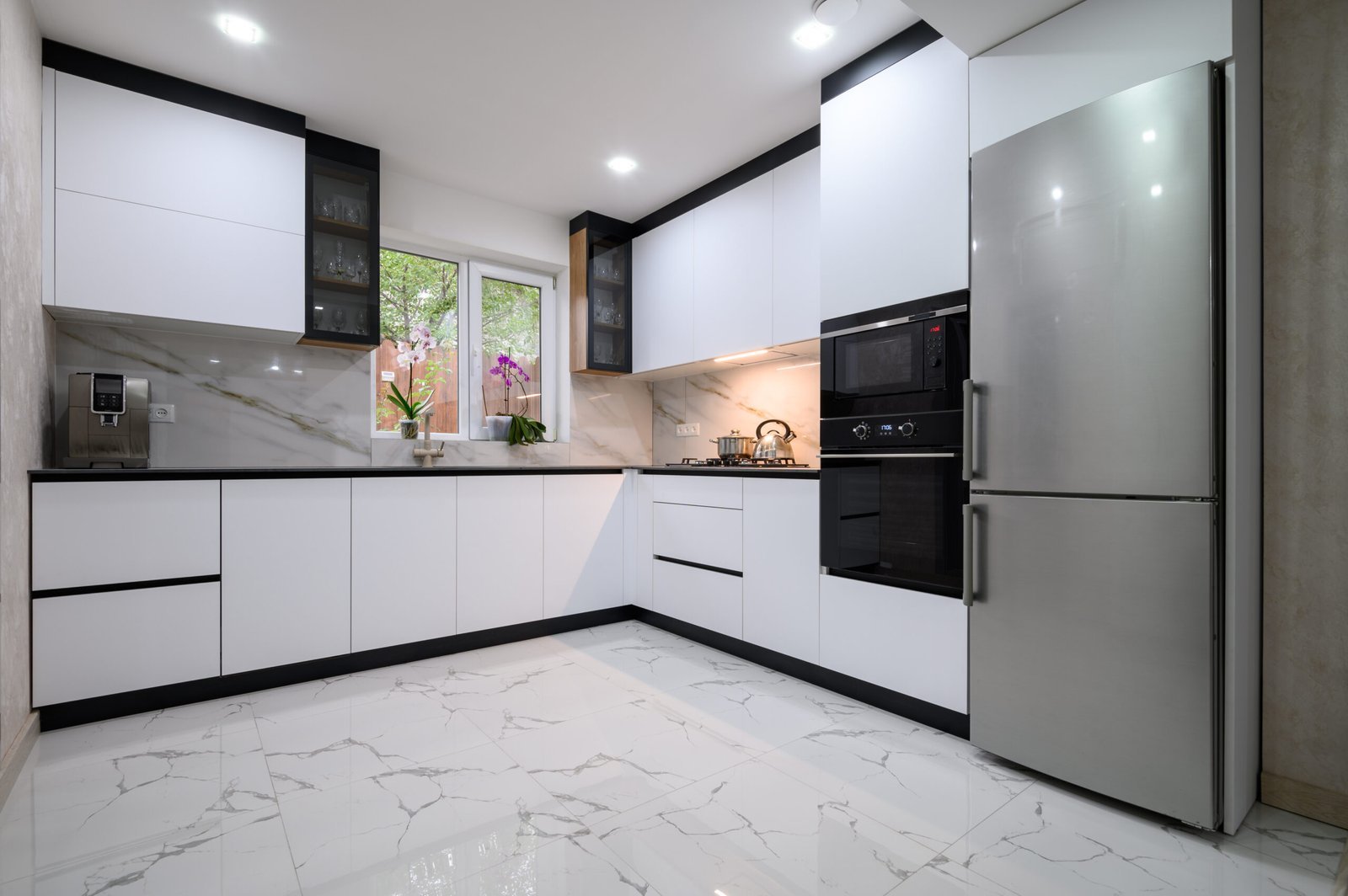 Kitchen rebuild with new countertops and lighting